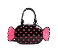 Bolso de hombro de piel sintética para mujer, de gran capacidad, con correa desmontable, con formas de caramelo, para uso diario, oficina, trabajo, salidas sociales, rosa roja, 11.81 x 8.66 x 3.94