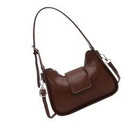 Bolso de hombro de poliuretano para mujer, bolso de primavera 2025 y bolso cruzado de lujo con correa ajustable, bolso cruzado ergonómico, marrón oscuro