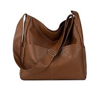 Bolso de hombro de poliuretano para mujer, moderno e informal, para costura de coche, tono sólido, bolso cruzado casual 5/8 centrífugo #35 12 dientes, Brown, Talla única