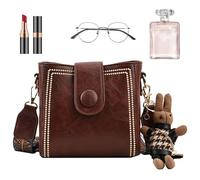 Bolso de hombro de PU para mujer - Bolso de hombro vintage retro para trabajo, bolsos de hombro casuales y de moda para desplazamientos, compras y viajes, Café, riferimento alla descrizione