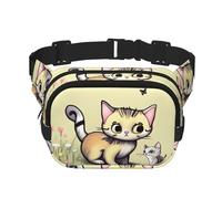 Bolso de hombro de viaje Cat and Butterfly Fitness, riñonera moderna e informal, riñonera cuadrada de doble capa, color negro, talla única, Negro, One Size