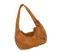 Bolso de hombro elegante para mujer, bolso holgado de moda con tachuelas para el trabajo, compras y uso diario, bolso de piel sintética, Brown, One Size