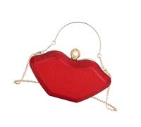 Bolso de Hombro extraño con diseño de único, Agarre Adornado centelleante para incidentes de celebración y Uso Diario, Bolso de Labios con cinturón modificable