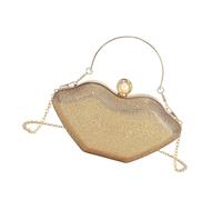 Bolso de Hombro extraño con diseño de único, Agarre Adornado centelleante para incidentes de celebración y Uso Diario, Bolso de Labios con cinturón modificable