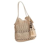 Bolso De Hombro Ganchillo Inspiración Étnica para Mujer Bolso Tejido Gran Capacidad Adecuado para Días Playa Y Compras En La Ciudad Bolsa Algodón Natural