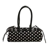 Bolso de hombro genérico con lunares con correa de hombro ajustable cilíndrica bolsa de asa superior bolsa de axila para mujeres niñas damas viaje de trabajo, Negro , 10.24*4.33*4.33inch