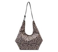 Bolso de hombro genérico de gamuza para mujer, estampado de leopardo, bolsas de compras grandes, correa ajustable, bolsa de media luna con cremallera para viaje de trabajo, caqui