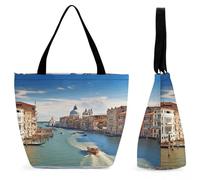 Bolso De Hombro Gran Canal En Italia Reutilizables Bolsos De Mujer Plegable Bolsa De Compras Para Amigas Mamá Estudiantes