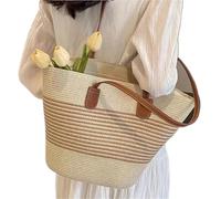 Bolso de hombro gran capacidad for mujer, bolso tipo cesta tejido paja verano, playa diseñador for