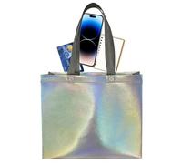 Bolso de hombro holográfico, Bolso iridiscente arcoíris, Bolso tote holográfico no tejido, Bolsas de regalo impermeables con asas para ir de compras, favores de fiesta de Halloween, Grande., Fare