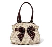Bolso De Hombro Mujer Retro Lunares Con Lazo Simil Cuero Vintage, Bolso De Mano Elegante Borde Encaje Para Trabajo Ocio Citas Diarias (Blanco)