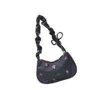 Bolso de hombro multifuncional de lona de diseño moderno para uso diario esencial y viajes, bolso femenino para axilas, Black, One Size