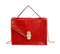 Bolso de hombro para cámara de mujer, cadena de cerrojo pequeño, cuadrado, bolsa de hombro, bolsa de mensajero, bolsa de hombro para laptop, Red, Talla única