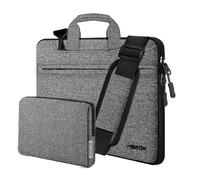 Bolso de Hombro para Computadora Portátil de 13"-14" con Estuche Pequeño para MacBook Pro de 14", M5/M4/M3/M2/M1 2025-2021, Todos los Modelos de MacBook Air/Pro de 13,3", XPS 13/14,Gris oscuro-negro