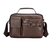 Bolso de hombro para hombre retro PU gran capacidad maletín multifuncional de cuero bolsa de computadora para uso diario profesión, marrón, talla única