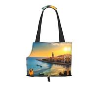 Bolso de hombro para mascotas estampado Sunset in Barcelona para salir - Bolso de hombro para perros pequeños y gatos de doble propósito
