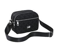 Bolso de hombro para mujer a la moda y con cremallera de múltiples capas y una gran capacidad, práctica y ligera, bolsa de mensajero para hombre, Black, Talla única