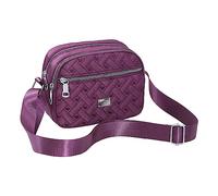 Bolso de hombro para mujer a la moda y con cremallera de múltiples capas y una gran capacidad, práctica y ligera, bolsa de mensajero para hombre, Purple, Talla única