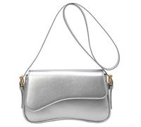 Bolso de hombro para mujer, bolso de hombro pequeño, retro, bolso de compras de piel sintética para uso diario, bolso pequeño cruzado de moda para viajes diarios, Silver, Talla única