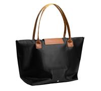 Bolso de hombro para mujer, bolso de mano de nailon con asa superior, bolso plegable para fin de semana, Negro -, Large