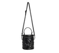 Bolso de hombro para mujer, bolso de mano, retro, cilíndrico, punk, mensajeros, cabeza de calavera, cruzado, para uso diario, retro, para mujer, piel sintética, cabeza de calavera cilíndrica