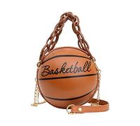 Bolso de hombro para mujer, con forma de baloncesto, redondo, bolso de mano para teléfono, Brown, Talla única