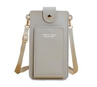 Bolso de hombro para mujer, de piel artificial, color sólido, transparente, para teléfono móvil, bolso de hombro, gris, Talla única