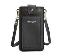 Bolso de hombro para mujer, de piel artificial, color sólido, transparente, para teléfono móvil, bolso de hombro, Black, Talla única