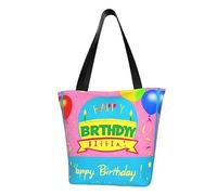 Bolso de hombro para mujer, diseño de globo de feliz cumpleaños, bolso de compras, adecuado para viajes de fin de semana, bolsa de mensajero
