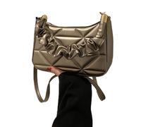Bolso de hombro para mujer en bolso plisado versátil para cualquier ocasión, Champagne Gold Cp, Medium