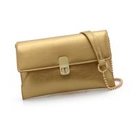Bolso de hombro para mujer, estilo francés, a juego, axilas, retro, piel sintética, para viajar, Gold, Talla única