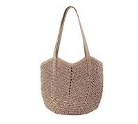Bolso de hombro para mujer, grande, hecho a mano, bolso de la compra, bolso de playa, bolso bohemio, caqui, talla única