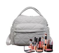 Bolso de hombro para mujer, suave, con múltiples bolsillos, organización, bolso de hombro, para familiares, amigos, hombres, trabajo, viajes, compras, reuniones diarias, Gray, Refer to description