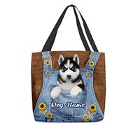 Bolso De Hombro Perro Husky Siberiano Personalizado Ajustable Bolso De Lona Reutilizables Tote Bag Para Amigas Camping Estudiantes