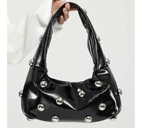 Bolso de hombro personalizado con remaches de PU, bandolera clásica de Color sólido, bolso de moda Y2K para mujer, bolso de mano de marca de lujo Brown