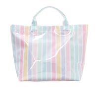 Bolso de hombro portátil de PVC, bolso grande de rayas para viajes, | Bolso tote con patrón de rayas, hecho de PVC y lona, espacioso y práctico, ideal para viajes, trabajo y compras, perfecto