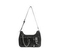 Bolso de hombro punk de moda para mujer, bolso estilo punk Y2K, bolso Hobo negro con cadena, para fiestas y uso diario, Black, medium