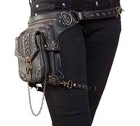 Bolso de Hombro Steampunk, Cuero de PU Bandolera Paquetes De Cintura Pierna táctico Pierna Banana Macutos de Senderismo Negro