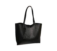 Bolso de hombro suave para mujer, de gran capacidad, con borlas, bolsa de hombro con borlas de poliuretano de alta capacidad, bolsa cruzada para mujer, bolsas de viaje, Black, Talla única