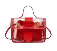 Bolso de hombro transparente, bolso de mano, bolso de concierto aprobado por el estadio vegano para las mujeres y las niñas adolescentes bolsos arte siglo 20, rojo, talla única