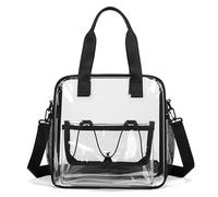 Bolso de hombro transparente con múltiples bolsillos de PVC con asa superior para niñas y niños, Black, 300x300x130mm/11.8x11.8x1.18inch