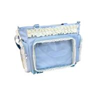 Bolso de hombro transparente de estilo japonés práctico de PVC para axilas, bolso cruzado de gran capacidad para uso diario o de viaje, Blue
