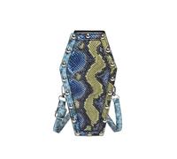 Bolso de hombro unisex vintage con diseño de ataúd, de piel sintética, compacto, uso diario, estilo elegante, con varios bolsillos, azul