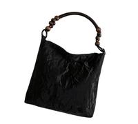 Bolso De Hombro Versátil con Cuentas Culturales Chinas para Damas PU Negro Elegante Bolsos Debajo del Brazo Informal