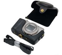 Bolso de la cámara, elegante retro PU cuero caso protector para Sony HX30/HX50/HX60 diseño portátil con correa de hombro para acceso (negro)