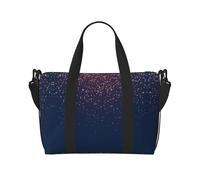 Bolso de lona con estampado de cielo y estrellas, color azul marino, se puede llevar cruzado o al hombro, adecuado para viajes y camping.