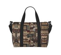 Bolso de lona con estampado de ciervo de Lodge Bear, se puede llevar cruzado o al hombro, adecuado para viajes y camping.