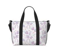 Bolso de lona con estampado de erizo rosa, se puede llevar cruzado o al hombro, adecuado para viajes y camping.