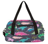 Bolso de lona de baile para niñas de dinosaurios lindos dibujados a mano, bolsa de viaje de mano de fin de semana de dibujos animados para niños, bolsa de deporte de gimnasia, Dinosaurios lindos