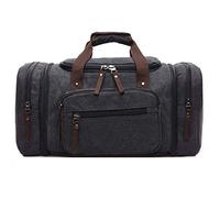Bolso de lona para hombres y mujeres, bolso de viaje durante la noche, para el fin de semana (capacidad de expansión: 58 x 25 x 30 cm). negro negro X-Large
